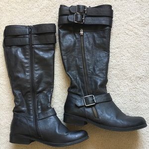 Black Faux Leather Boots